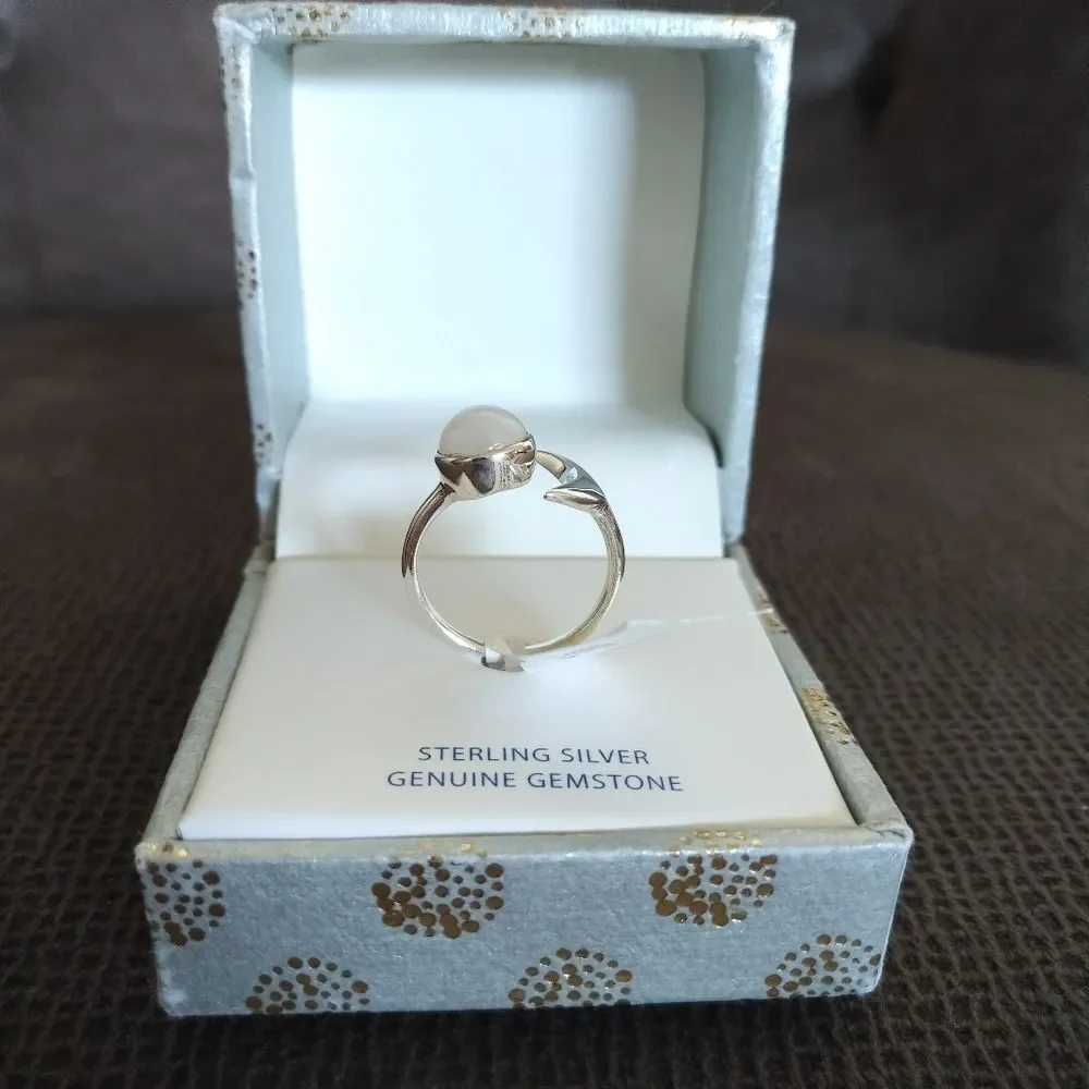Shivam Moonstone and Silver Crescent Moon🌙 Ring - Picture 6 of 16